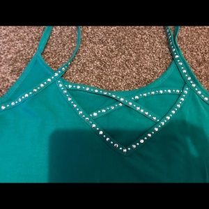 Teal bling tank top!